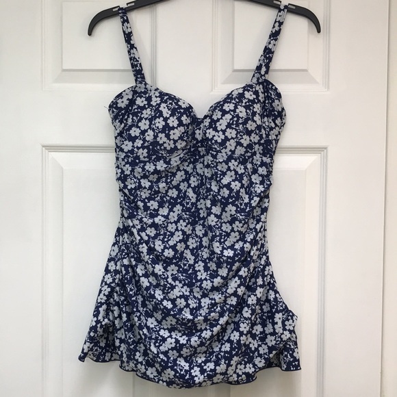 Floral Blue One Piece Swimsuit - Picture 1 of 6